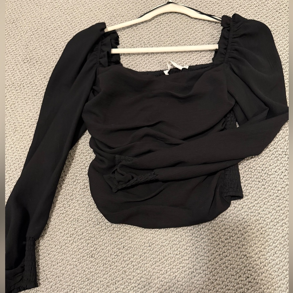 Astr Black Ruched Blouse
